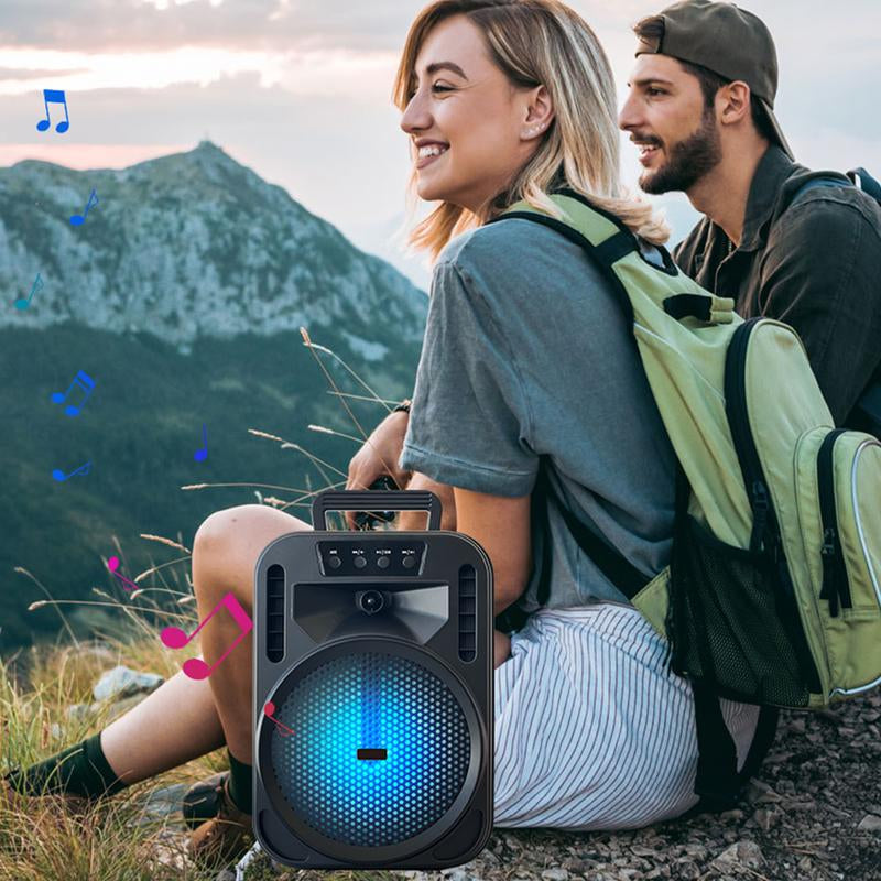6.5“ Portable Bluetooth Speaker Rechargeable with Montion Party LED Lights Wireless PA Speaker for Home Indoor Outdoor Camping