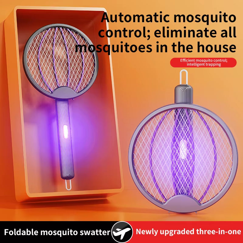 Foldable Electric Mosquito Swatter 3-In-1 Electric Mosquito Killer Anti-Mosquito Lamp Rechargeable Wall-Mounted Mosquito Swatter