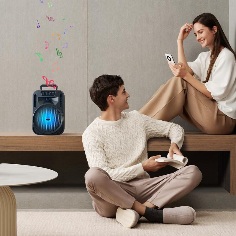 6.5“ Portable Bluetooth Speaker Rechargeable with Montion Party LED Lights Wireless PA Speaker for Home Indoor Outdoor Camping