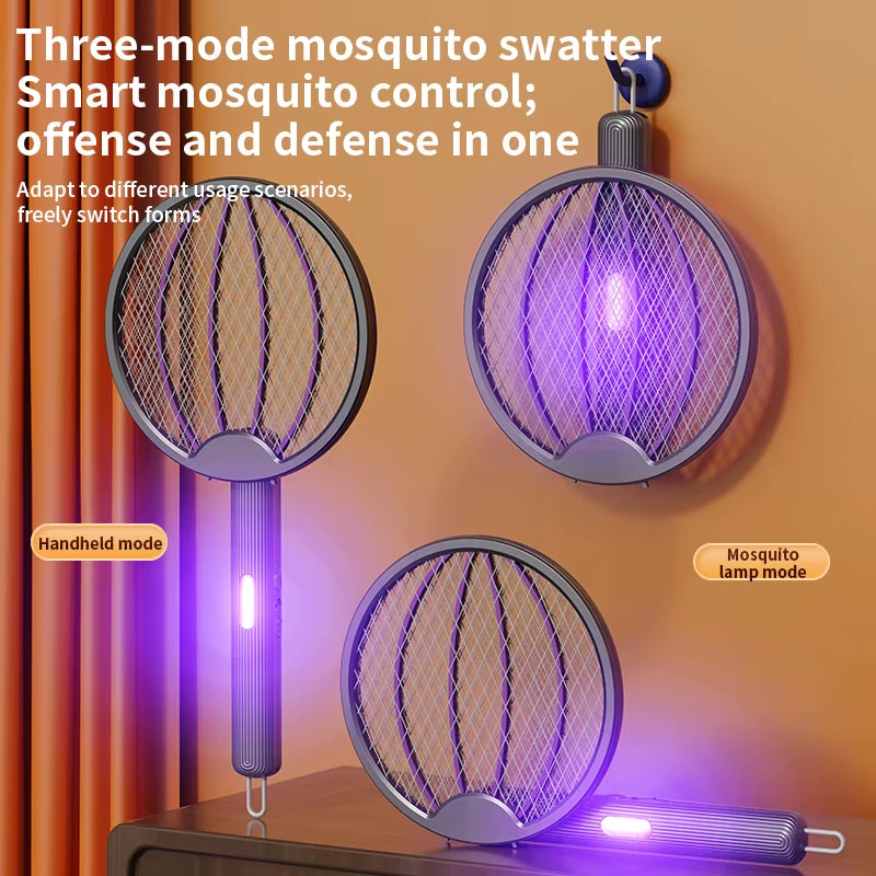 Foldable Electric Mosquito Swatter 3-In-1 Electric Mosquito Killer Anti-Mosquito Lamp Rechargeable Wall-Mounted Mosquito Swatter