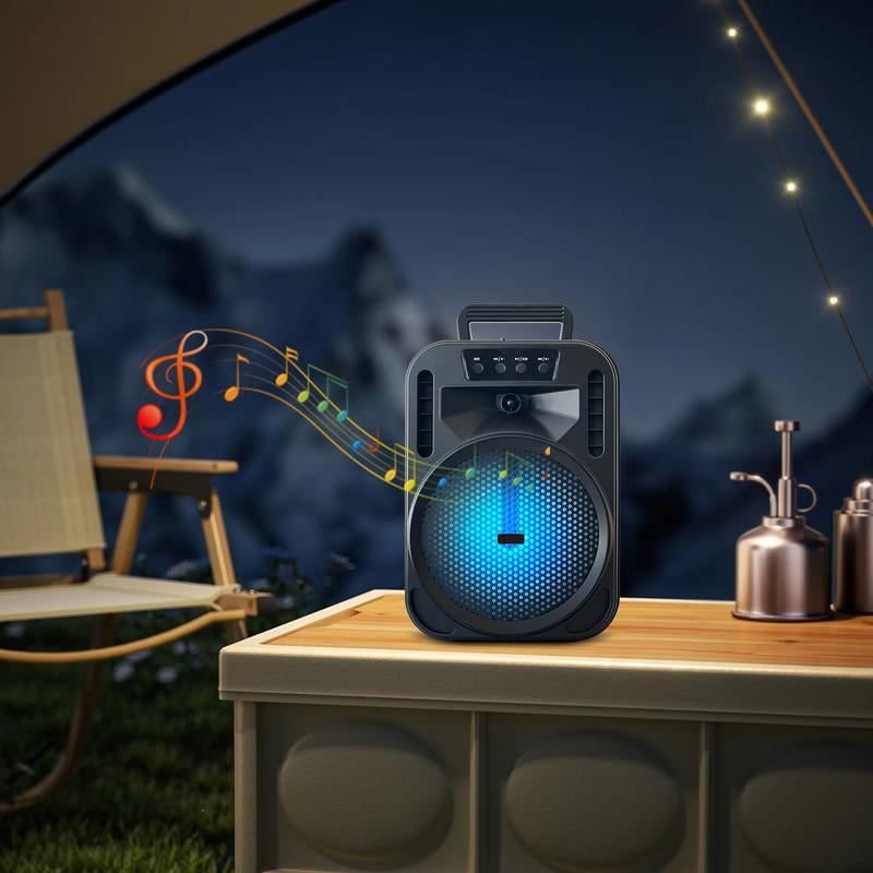 6.5“ Portable Bluetooth Speaker Rechargeable with Montion Party LED Lights Wireless PA Speaker for Home Indoor Outdoor Camping