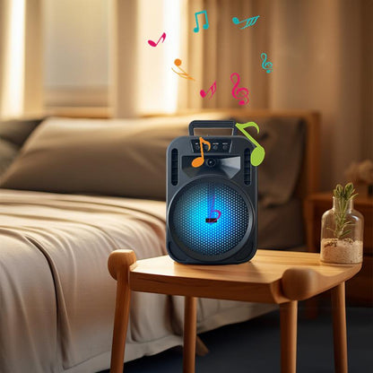 6.5“ Portable Bluetooth Speaker Rechargeable with Montion Party LED Lights Wireless PA Speaker for Home Indoor Outdoor Camping