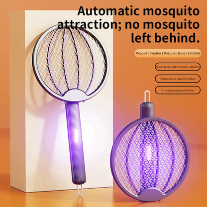 Foldable Electric Mosquito Swatter 3-In-1 Electric Mosquito Killer Anti-Mosquito Lamp Rechargeable Wall-Mounted Mosquito Swatter